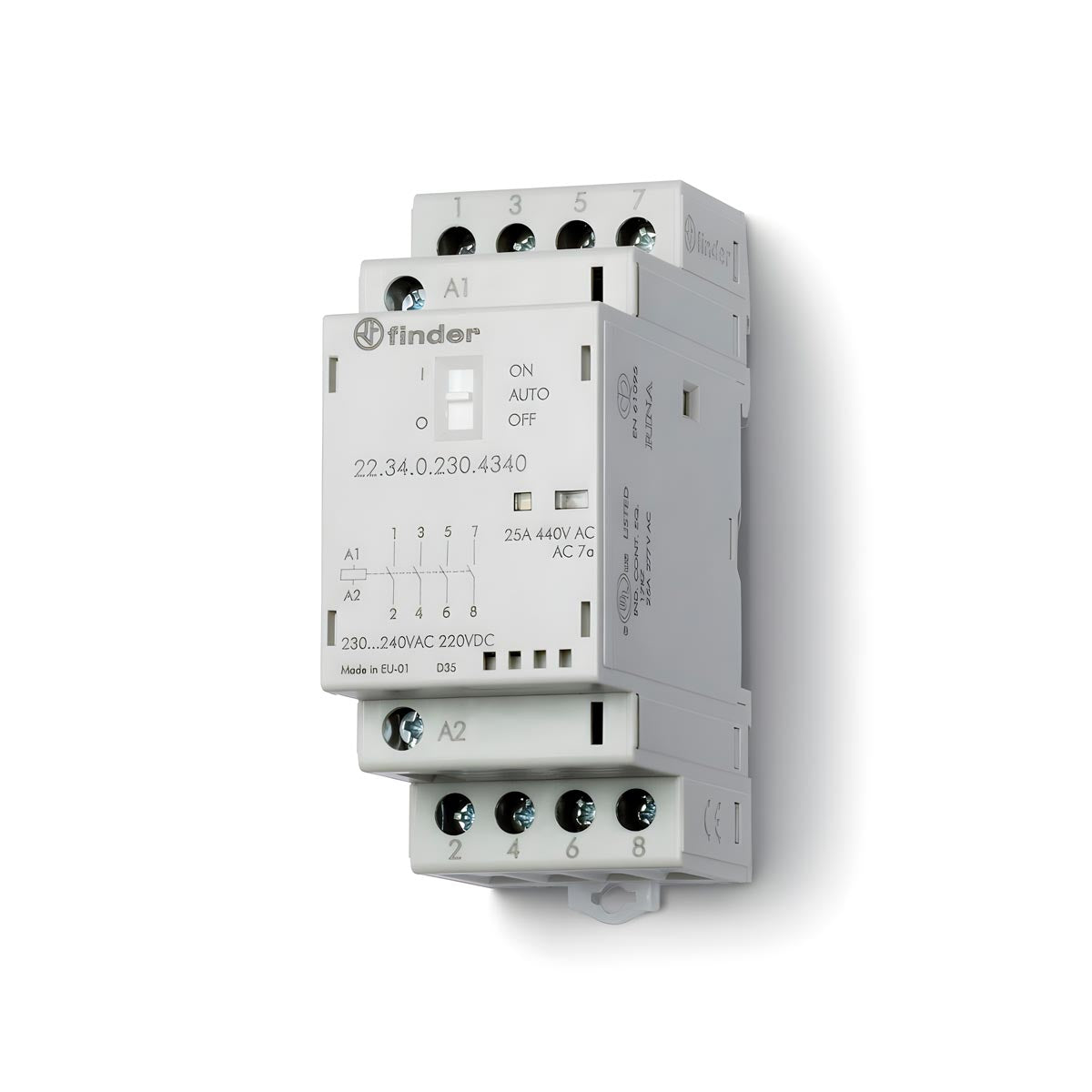 Contactores Modulares de Potencia Finder Serie 22 Los contactores modulares de potencia Finder Serie 22 son ideales para controlar una amplia gama de circuitos, tanto en aplicaciones de iluminación civil e industrial como en circuitos resistivos e inductivos. Esto incluye el control de motores, bombas y ventiladores.