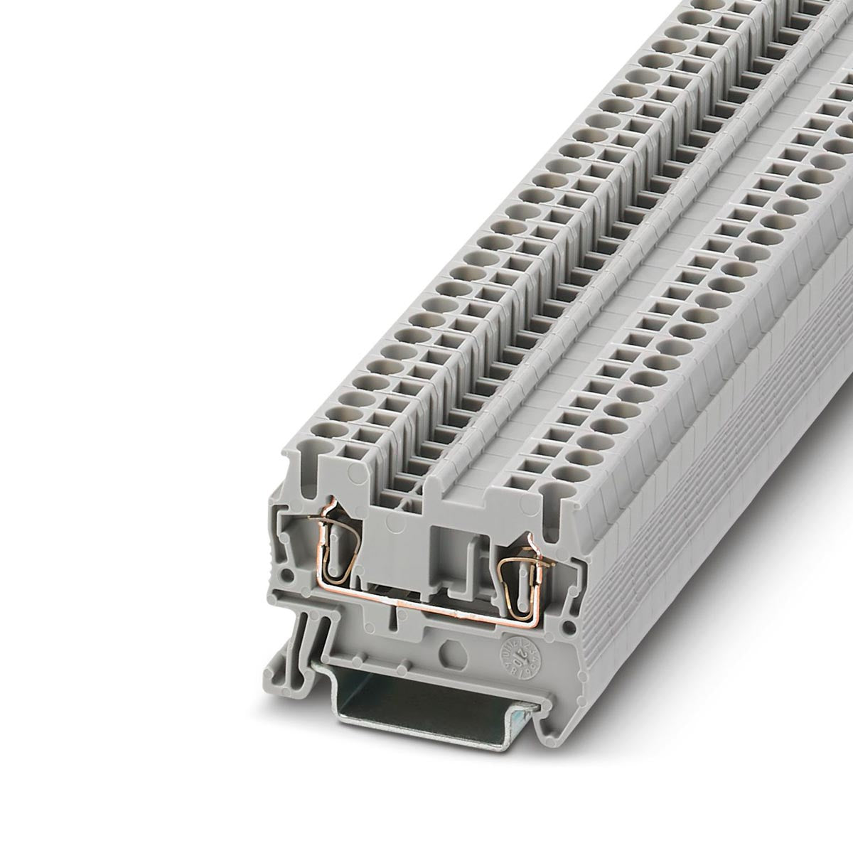Bornas para Carril: Flexibilidad y Conexión Segura Las bornas para carril ofrecen una alta flexibilidad en la estructura del regletero de bornas. Elija entre diferentes tecnologías de conexión y combine las bornas utilizando puentes con foso puenteado doble. Este sistema destaca por sus accesorios de puenteado, rotulación y comprobación, garantizando una flexibilidad total.