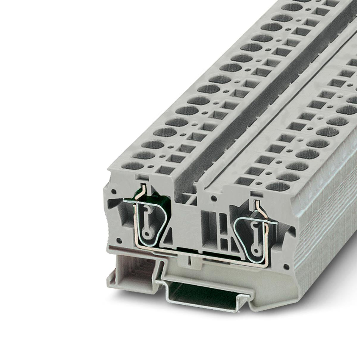 Bornas para Carril: Flexibilidad y Conexión Segura Las bornas para carril ofrecen una alta flexibilidad en la estructura del regletero de bornas. Elija entre diferentes tecnologías de conexión y combine las bornas utilizando puentes con foso puenteado doble. Este sistema destaca por sus accesorios de puenteado, rotulación y comprobación, garantizando una flexibilidad total.