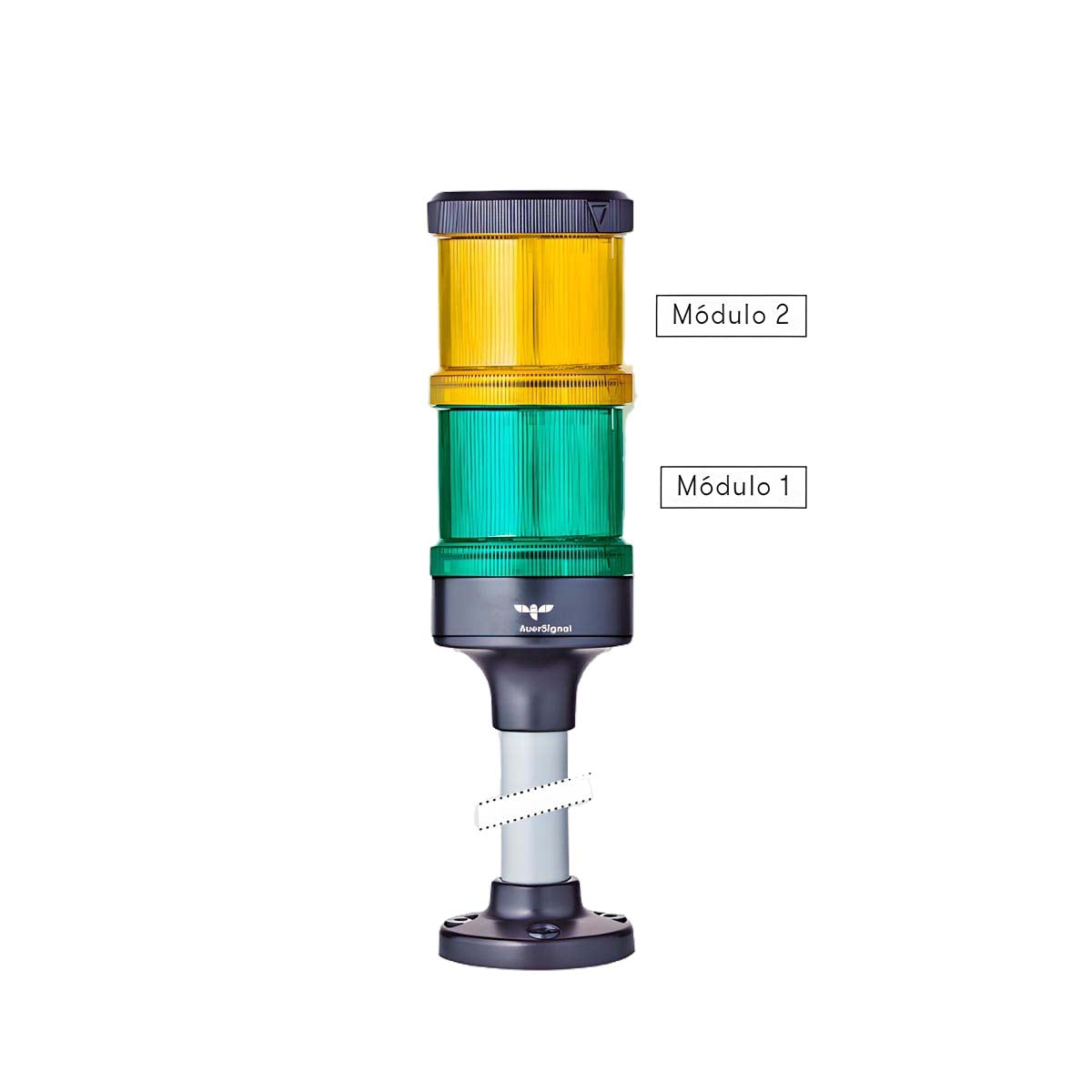 Módulos de Luz y Sonido Modulares para Columnas de Señalización ECO  La amplia gama de módulos de luz y sonido modulares de nuestras columnas de señalización ECO permite una personalización completa, adaptándose a las necesidades cambiantes de su industria. Gracias a su innovador cierre de bayoneta, los módulos se conectan eléctricamente de manera inmediata y automática, garantizando una instalación rápida y sin complicaciones.